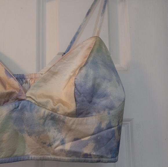 Time After Time Slouchy,  Ophelia 2 Piece Satin Crop Top And Button sz L,tie Dye - Picture 9 of 11